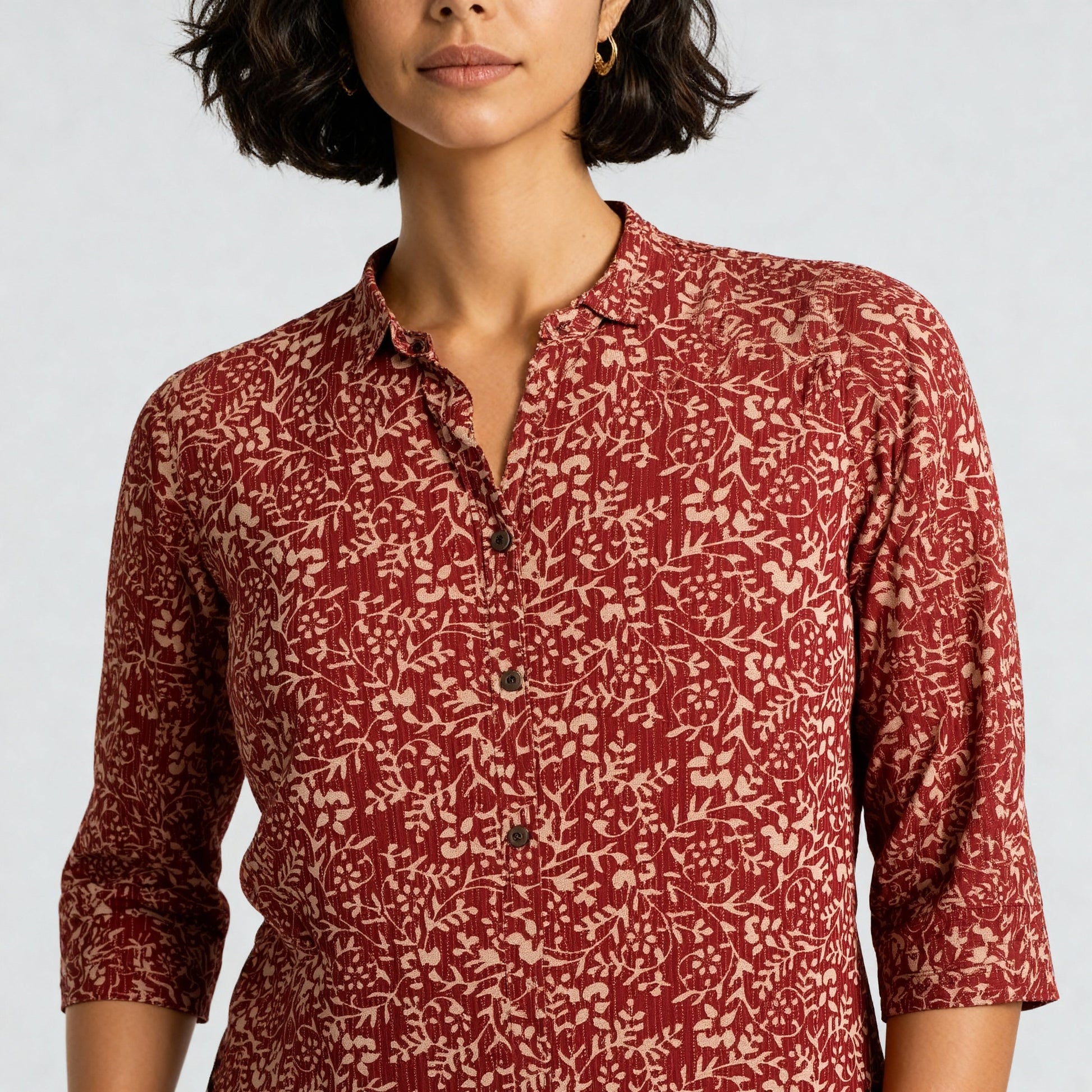 Printed Shirt Collar Short Kurta