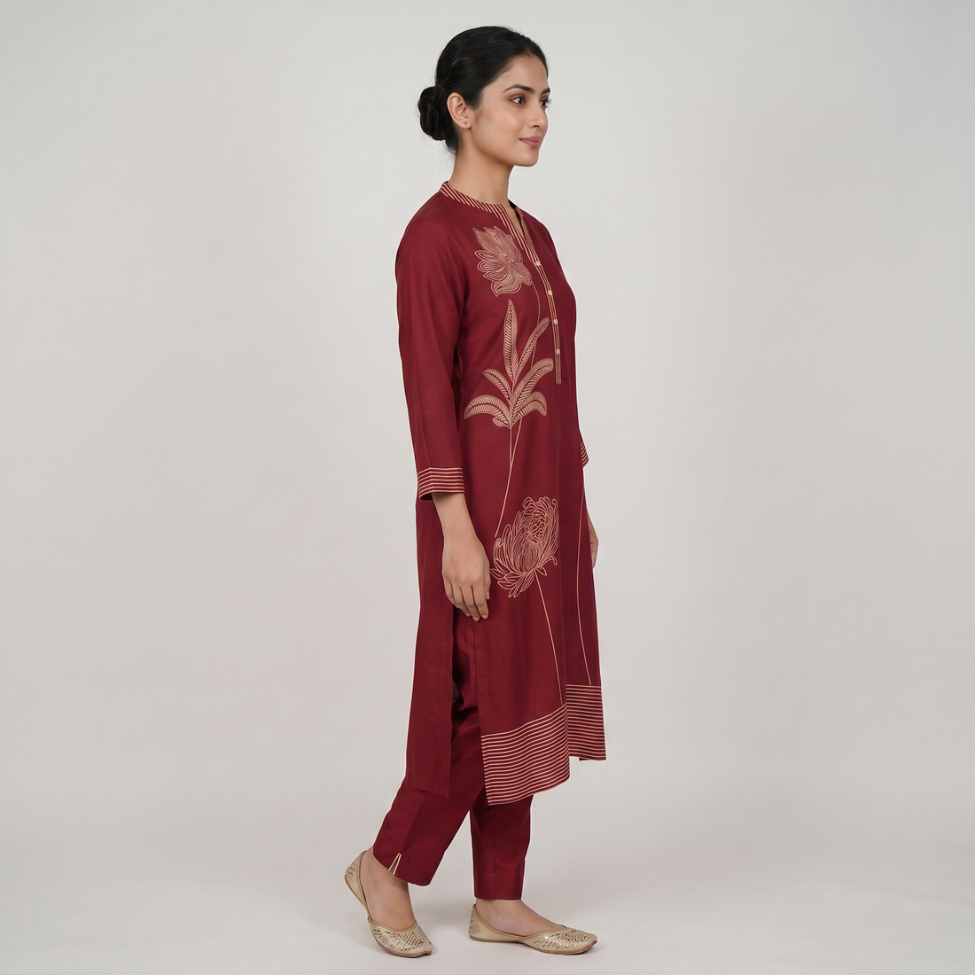 V-Neck Printed Long Kurta