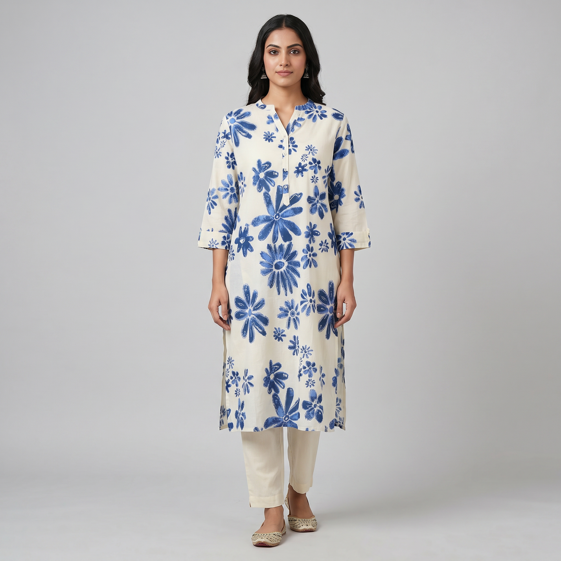 Half Placket Long Kurta