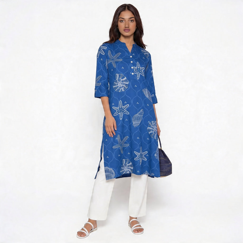Half Placket Long Kurta