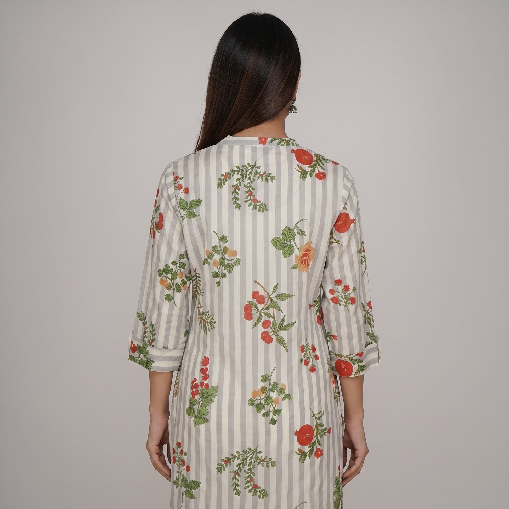 Embroidered Half Placket Long Kurta