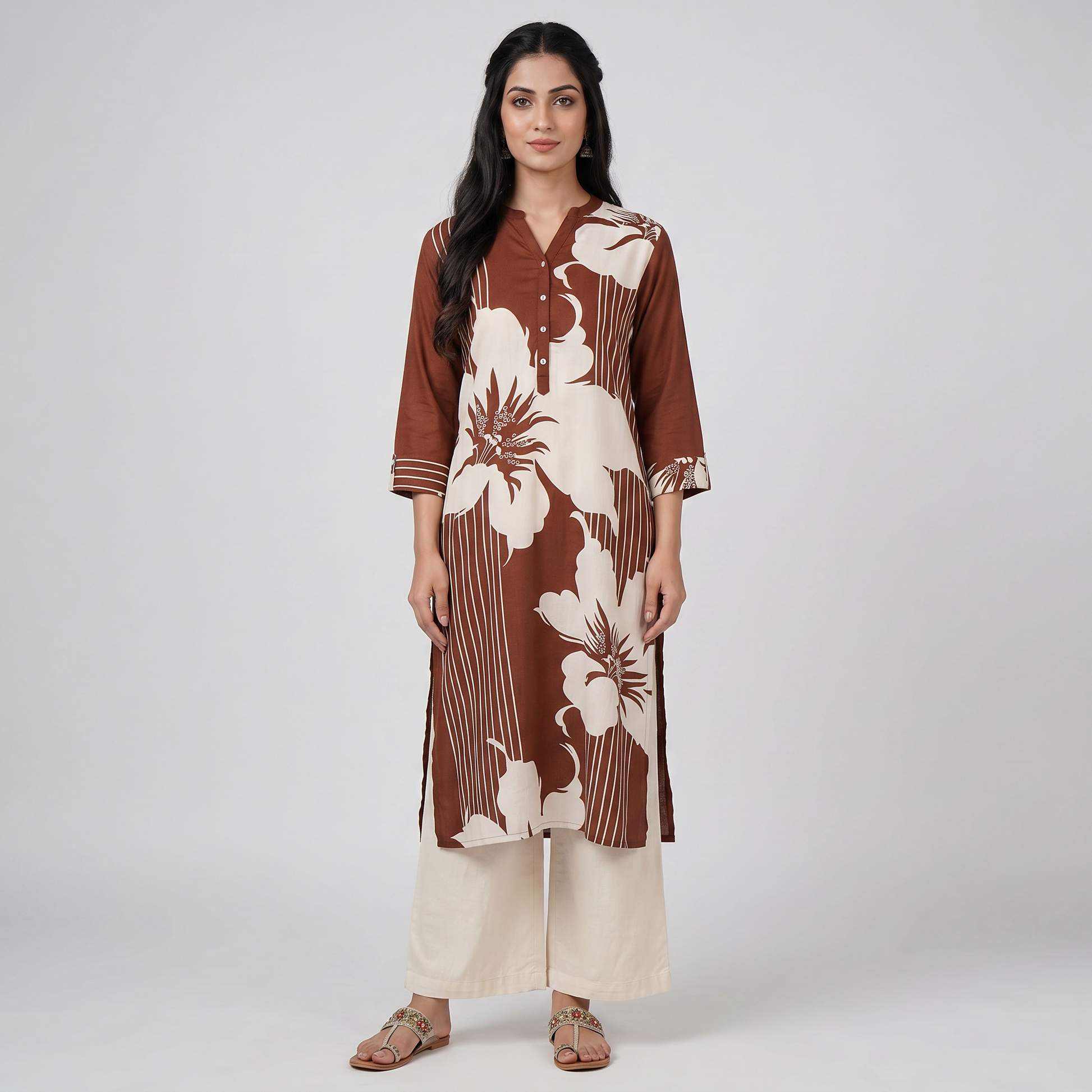 Half Placket Long Kurta