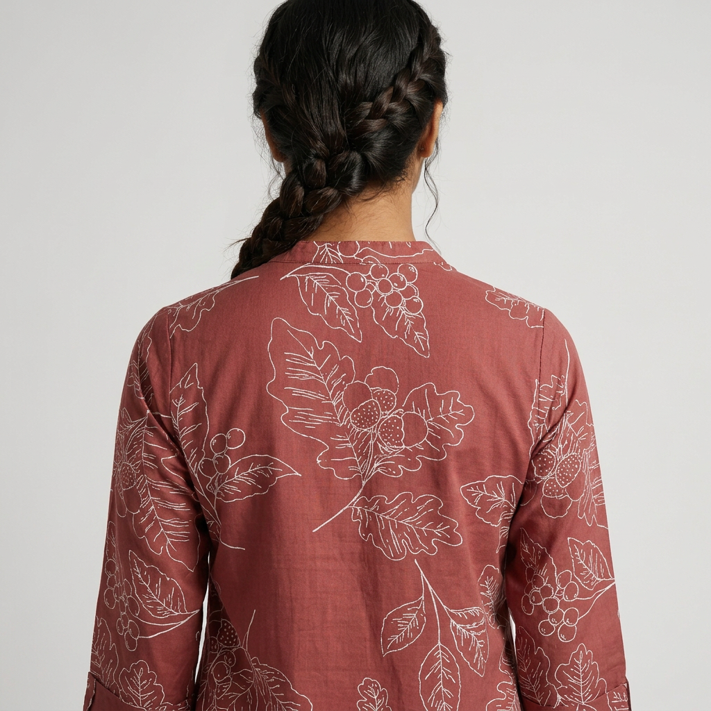 Printed Half Placket Long Kurta