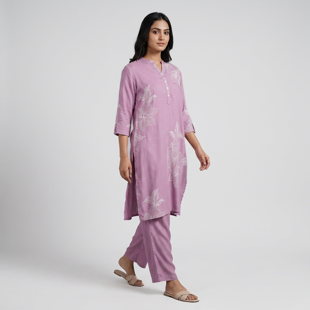Printed Half Placket Kurta