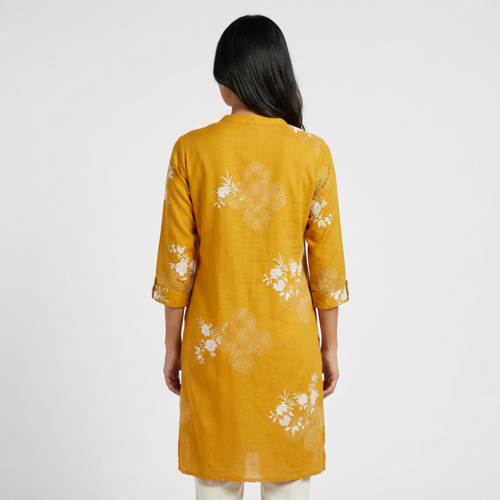 Printed Half Placket Long Kurta