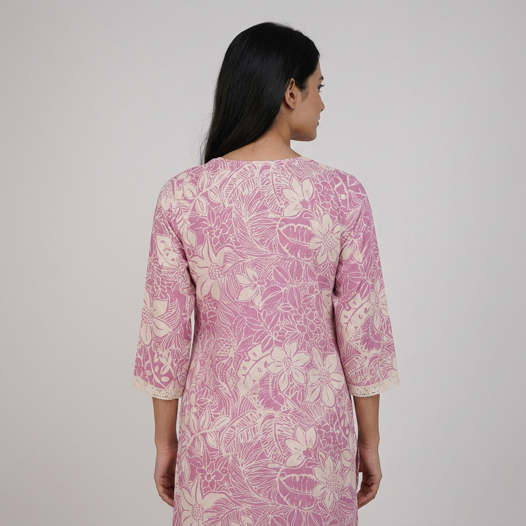 Printed V-Neck Long Kurta