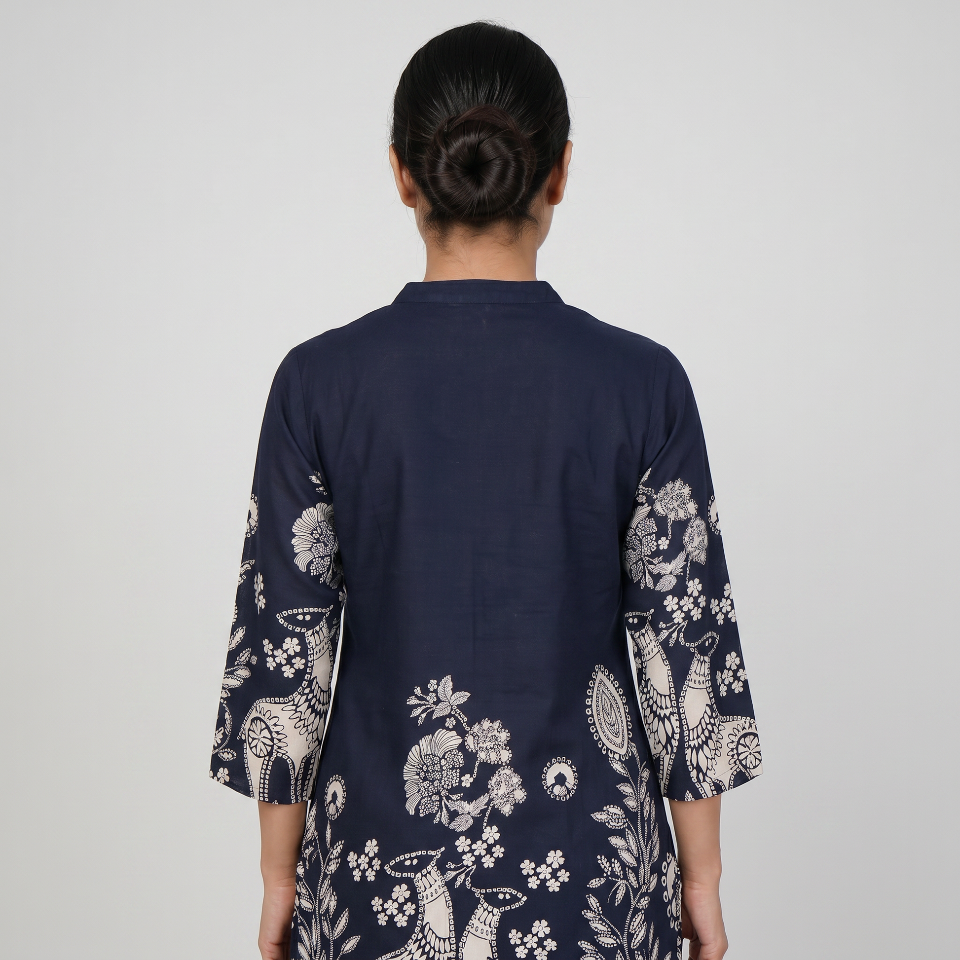 Printed Half Placket Short Kurta