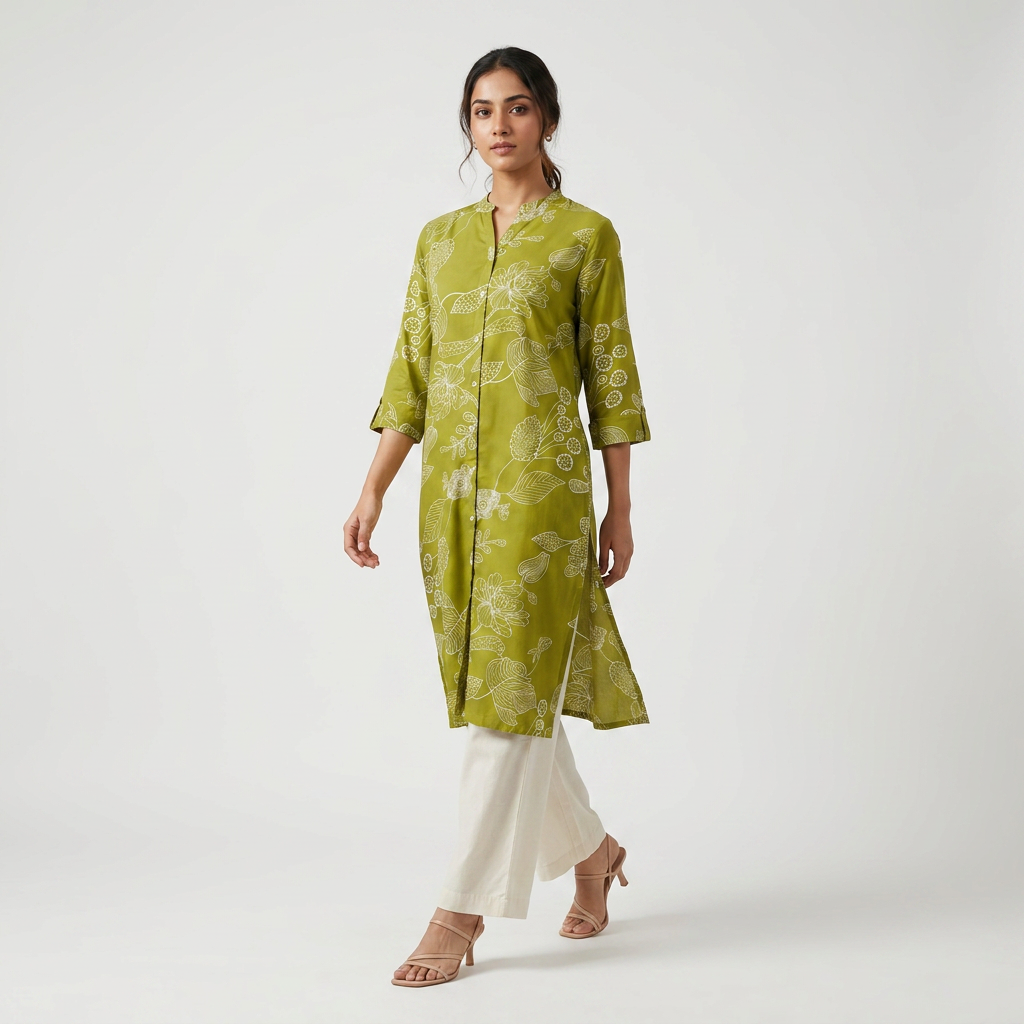 Printed Half Placket Kurta
