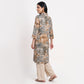 Printed Shirt Collar Straight Kurta