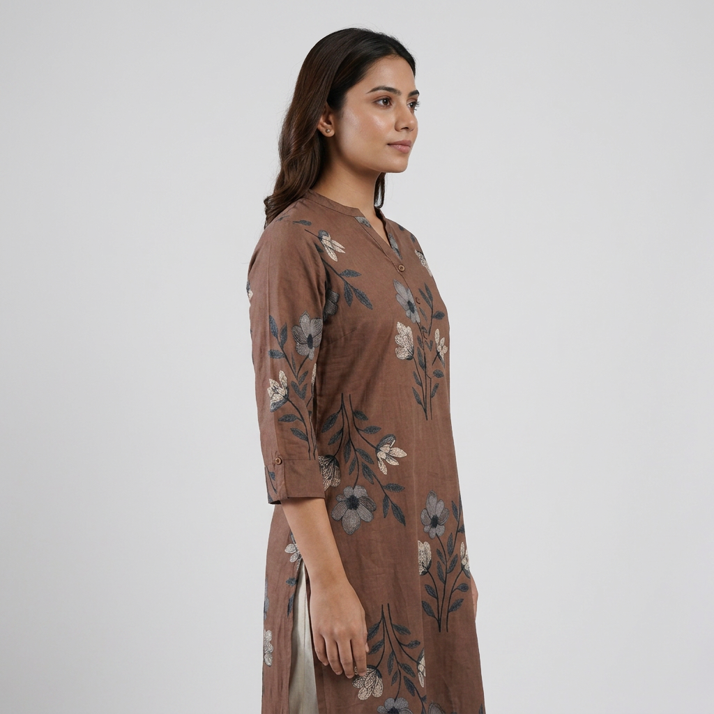Cotton Printed Half Placket Kurta