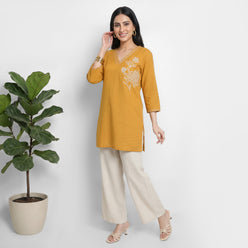 Patchwork V-Neck Relaxed Kurta
