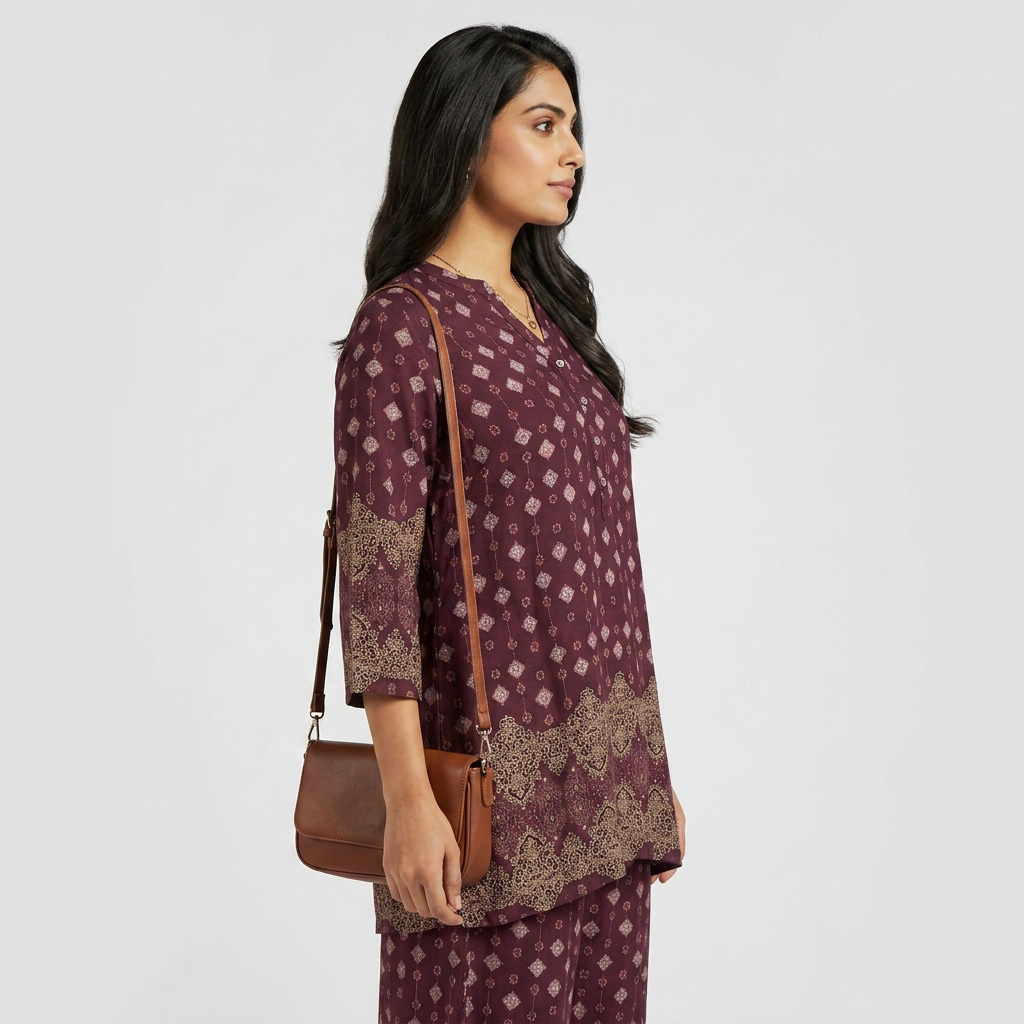 Printed Half Placket Placement Short Kurta