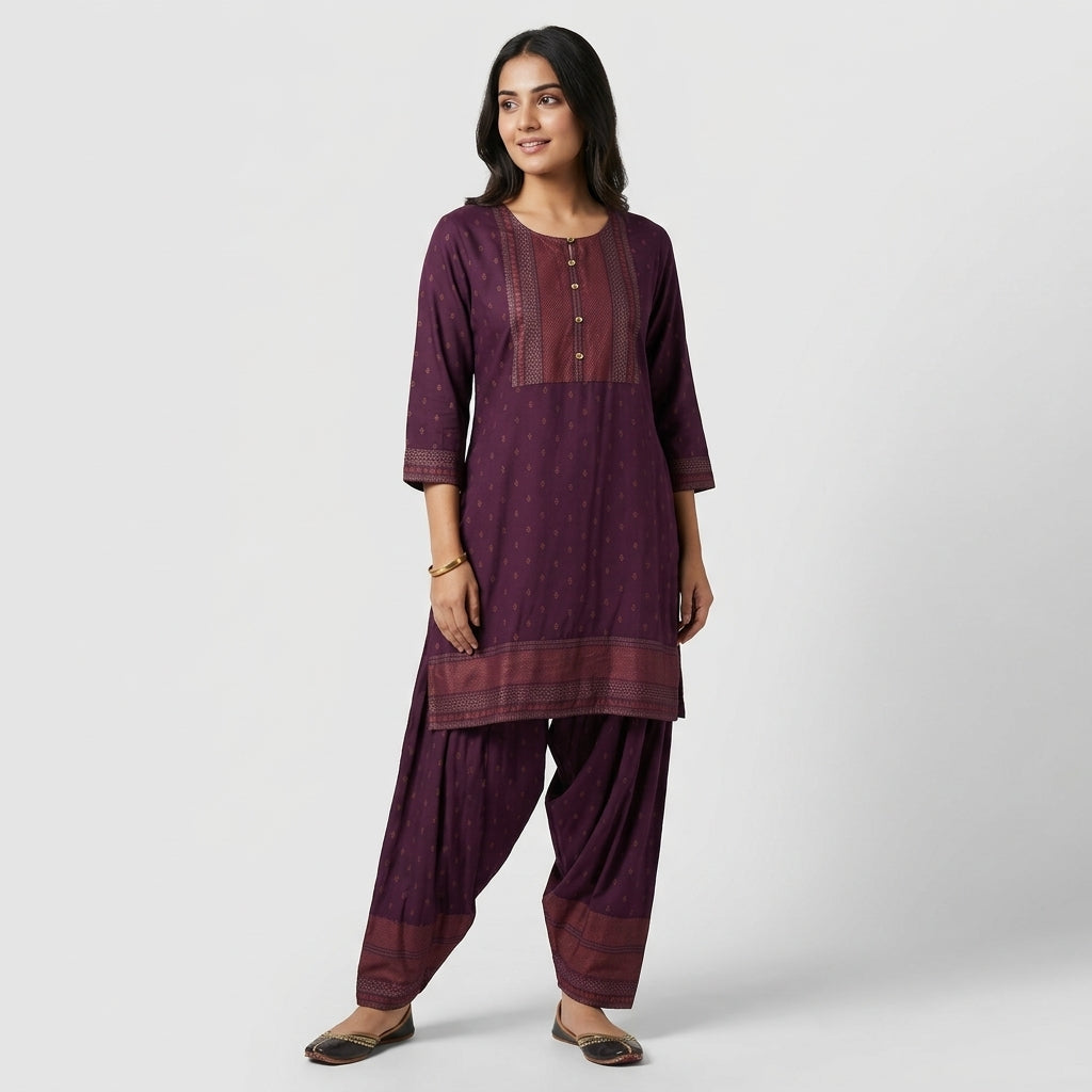 Printed Mid Length Foil Print Kurta