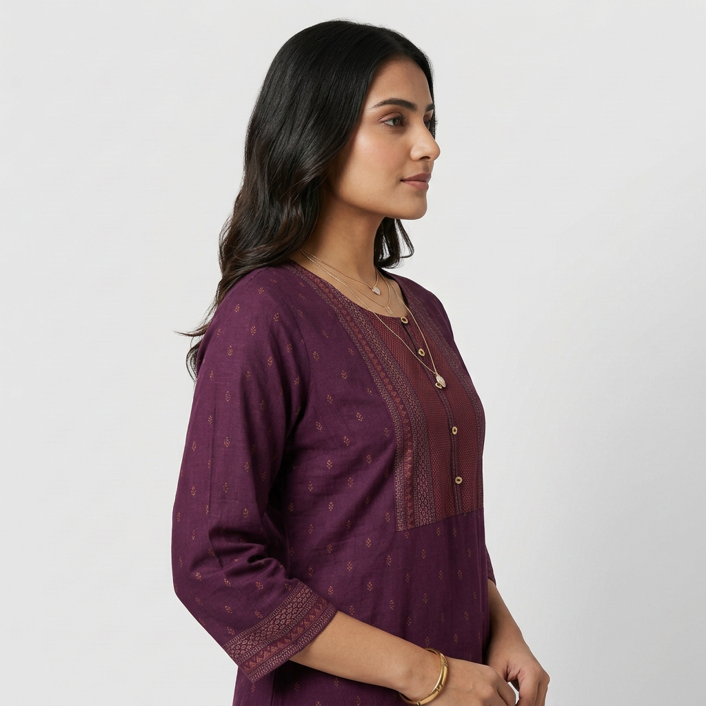 Printed Mid Length Foil Print Kurta