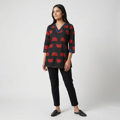 Printed V Neck Short Kurta