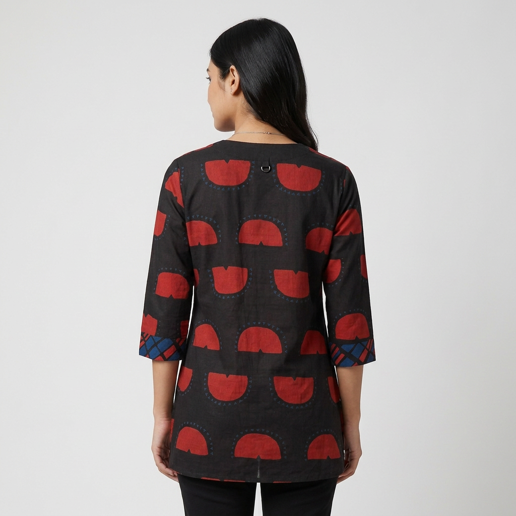 Printed V Neck Short Kurta