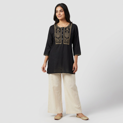 Yoke Embroidered Short Kurta