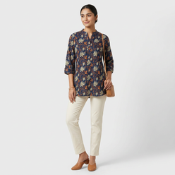 Printed Half Placket Short Kurta
