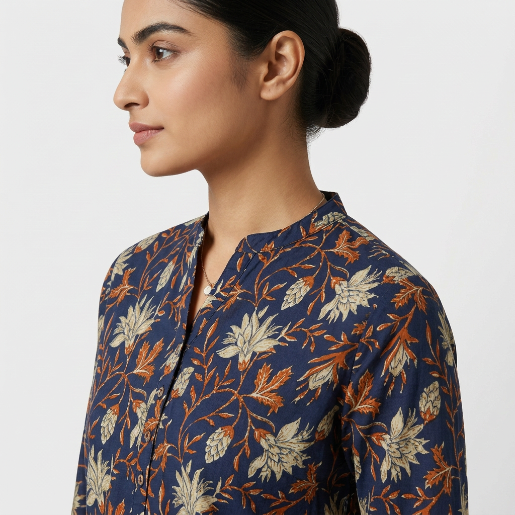 Printed Half Placket Short Kurta