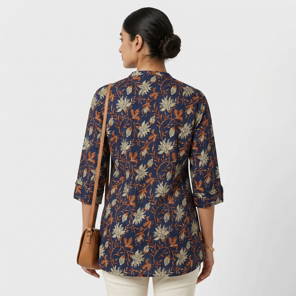 Printed Half Placket Short Kurta