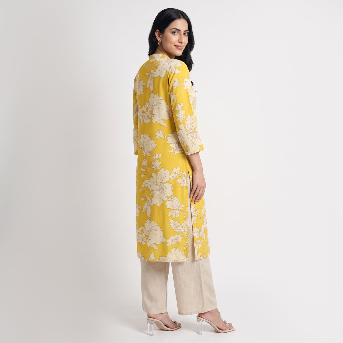 Printed Band Collar Kurta