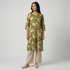 Printed Kurti with V Notch Band Collar