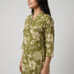 Printed Kurti with V Notch Band Collar