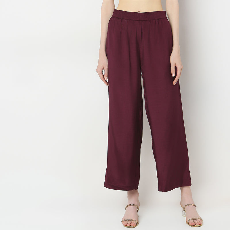 Straight Fit Mid Rise Pants