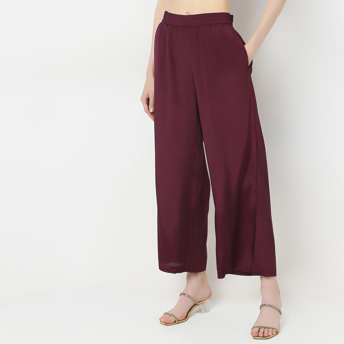 Straight Fit Mid Rise Pants