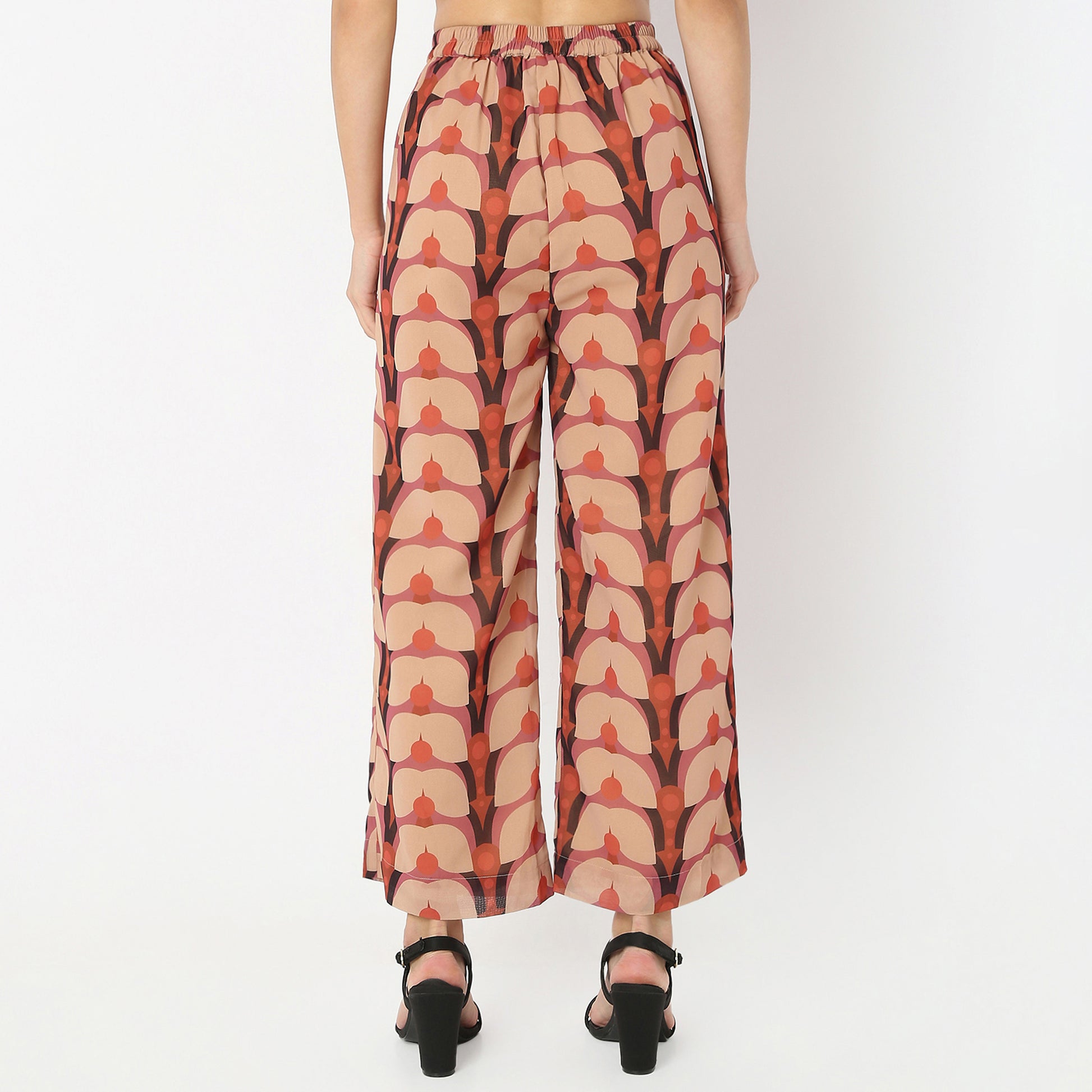 Flare Fit Printed Full Length Flared High Rise Pants