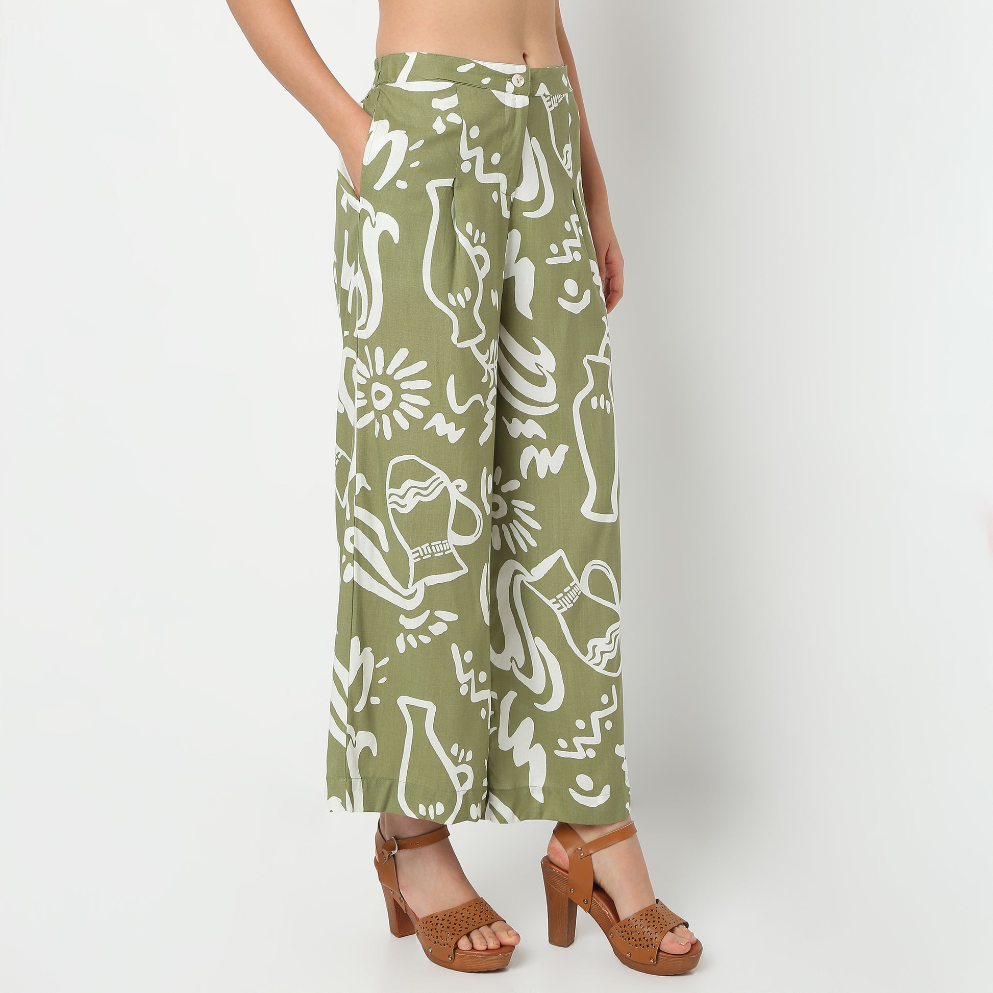 Ankle Length Printed Straight Fit Pants