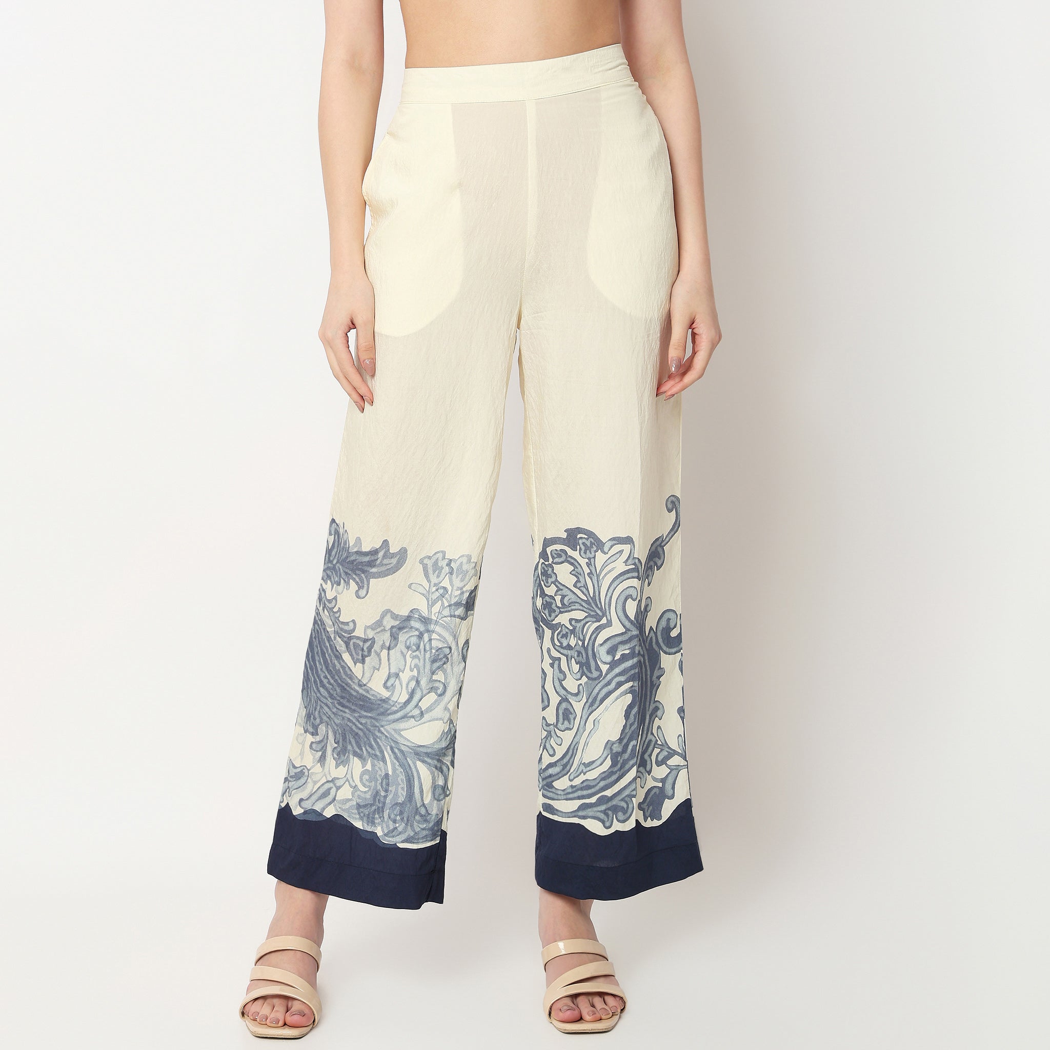 Printed Flared High Rise Pants