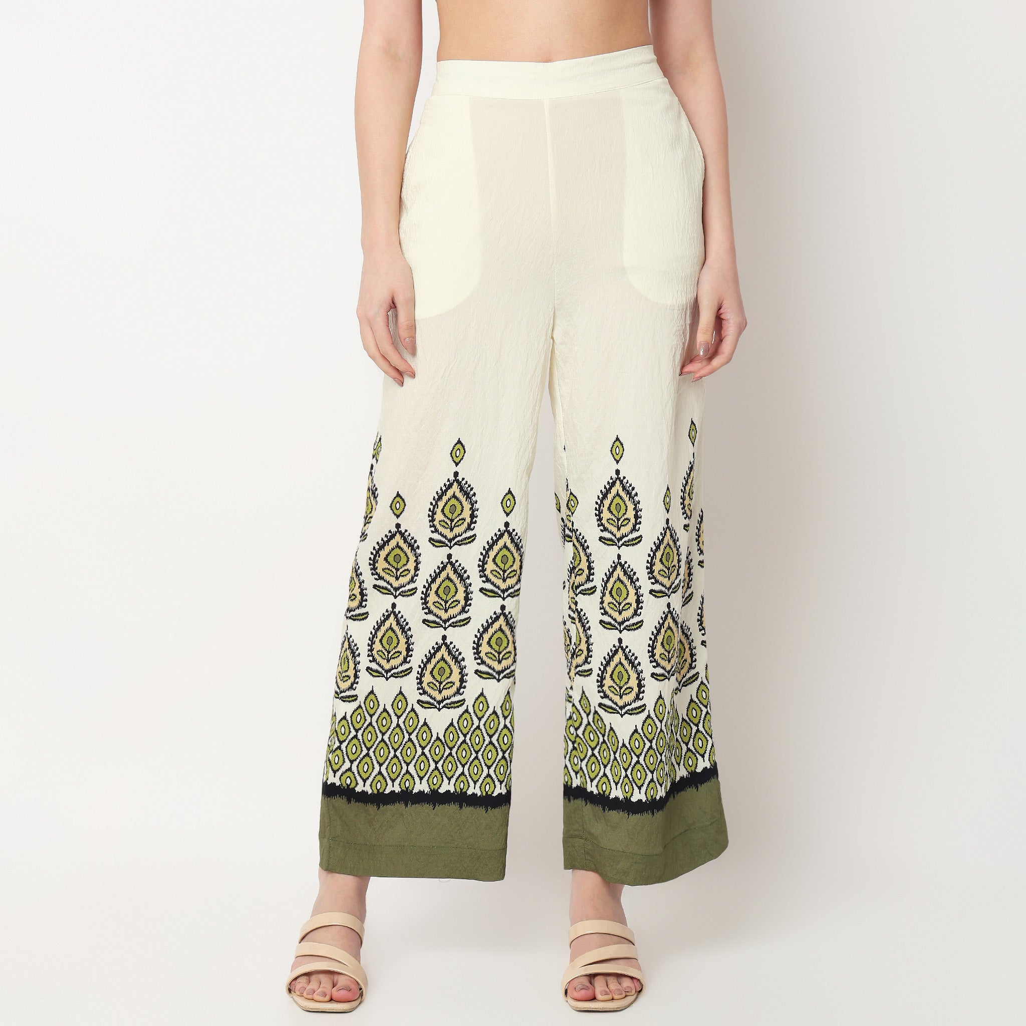Printed Flared High Rise Pants