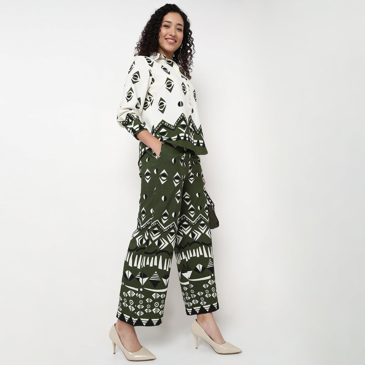 High Rise Printed Straight Pant