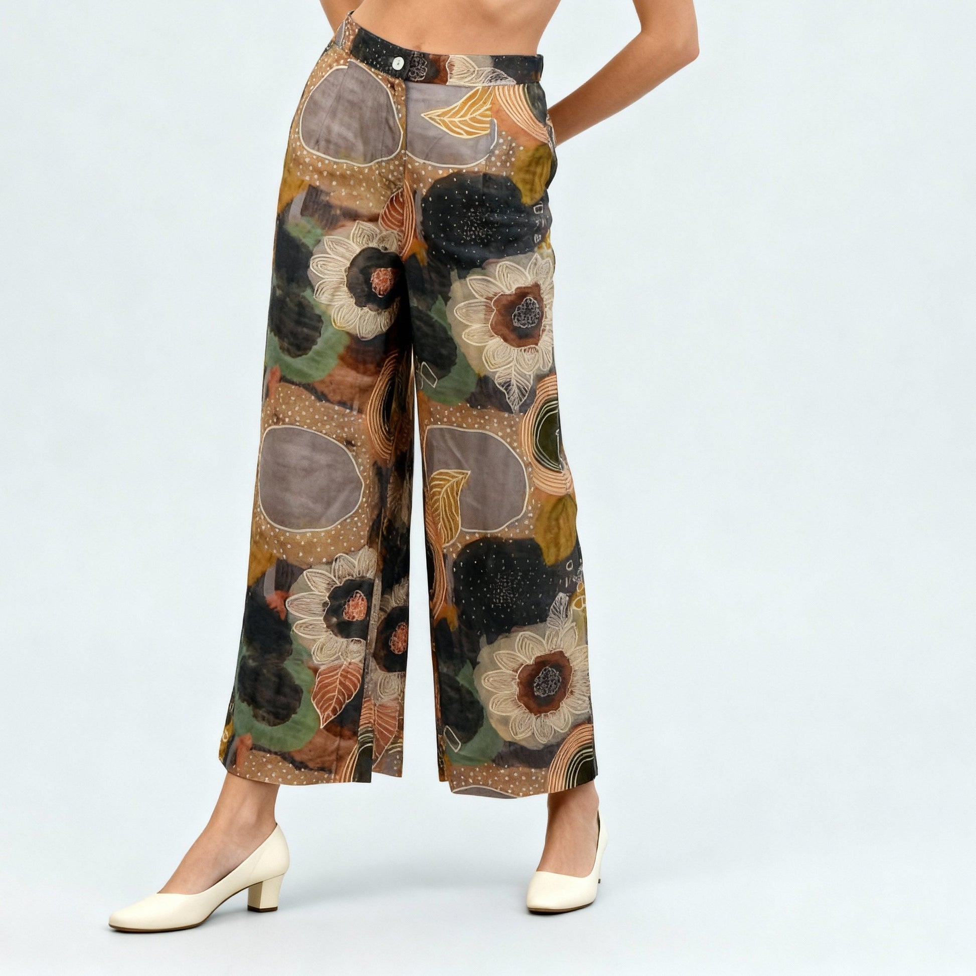 High Rise Printed Straight Pants