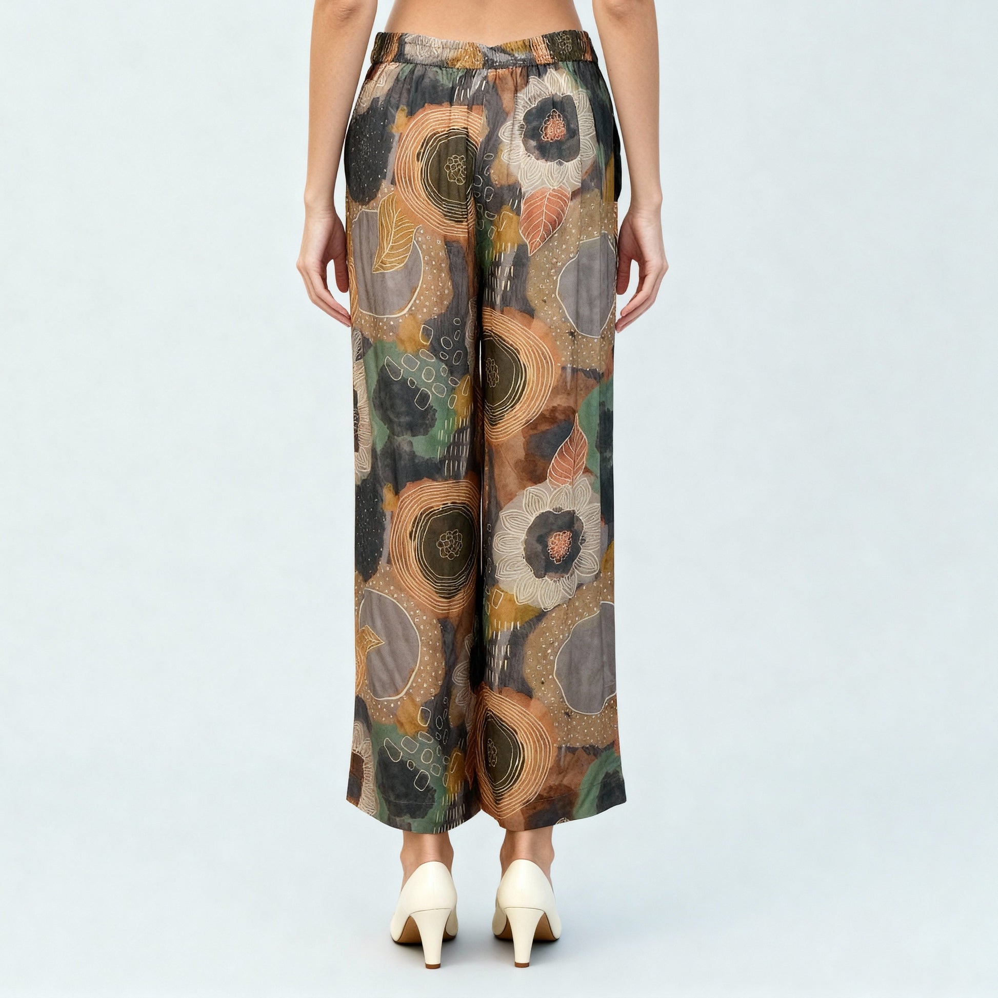 High Rise Printed Straight Pants