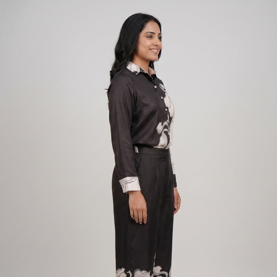 Printed High Rise Straight Pants