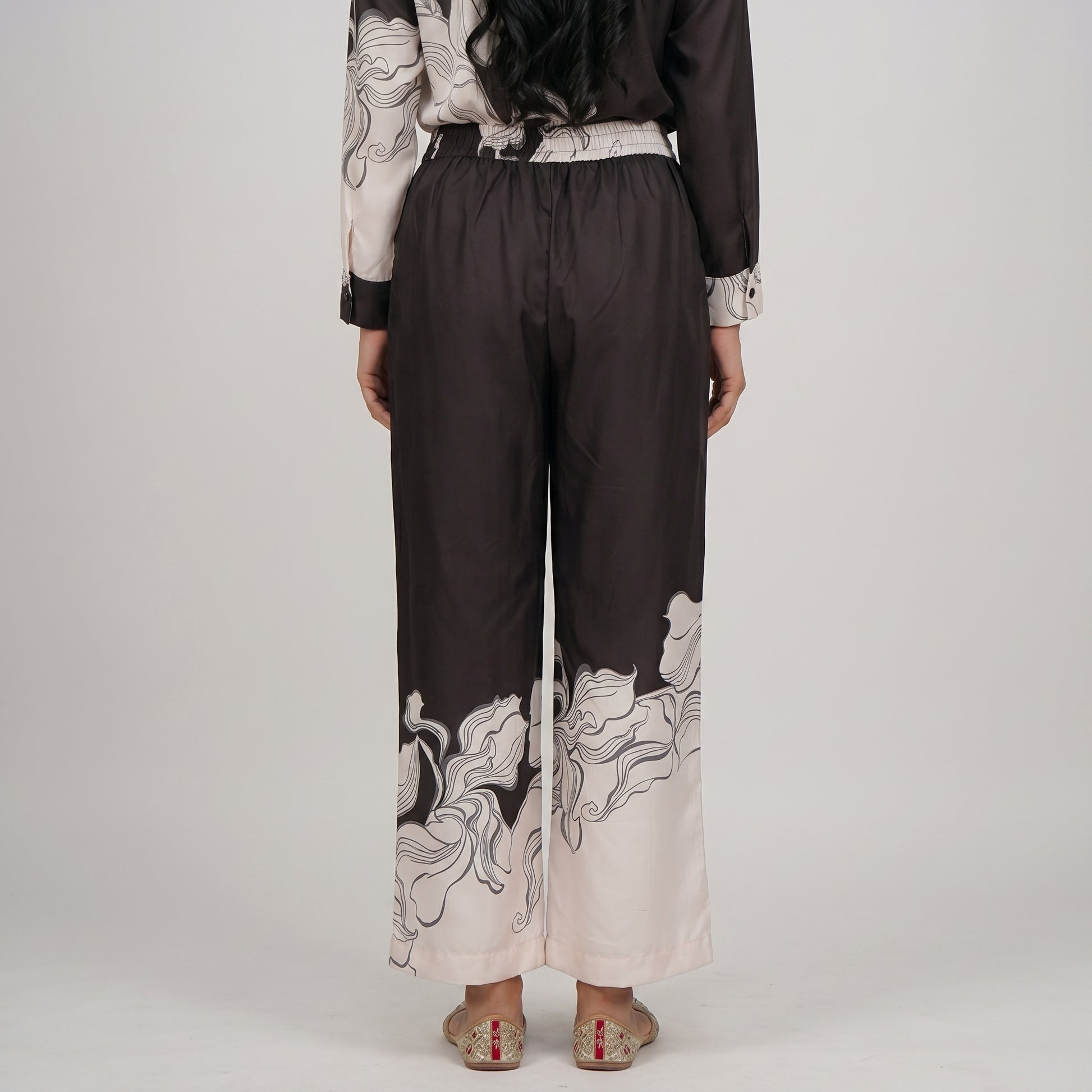 Printed High Rise Straight Pants