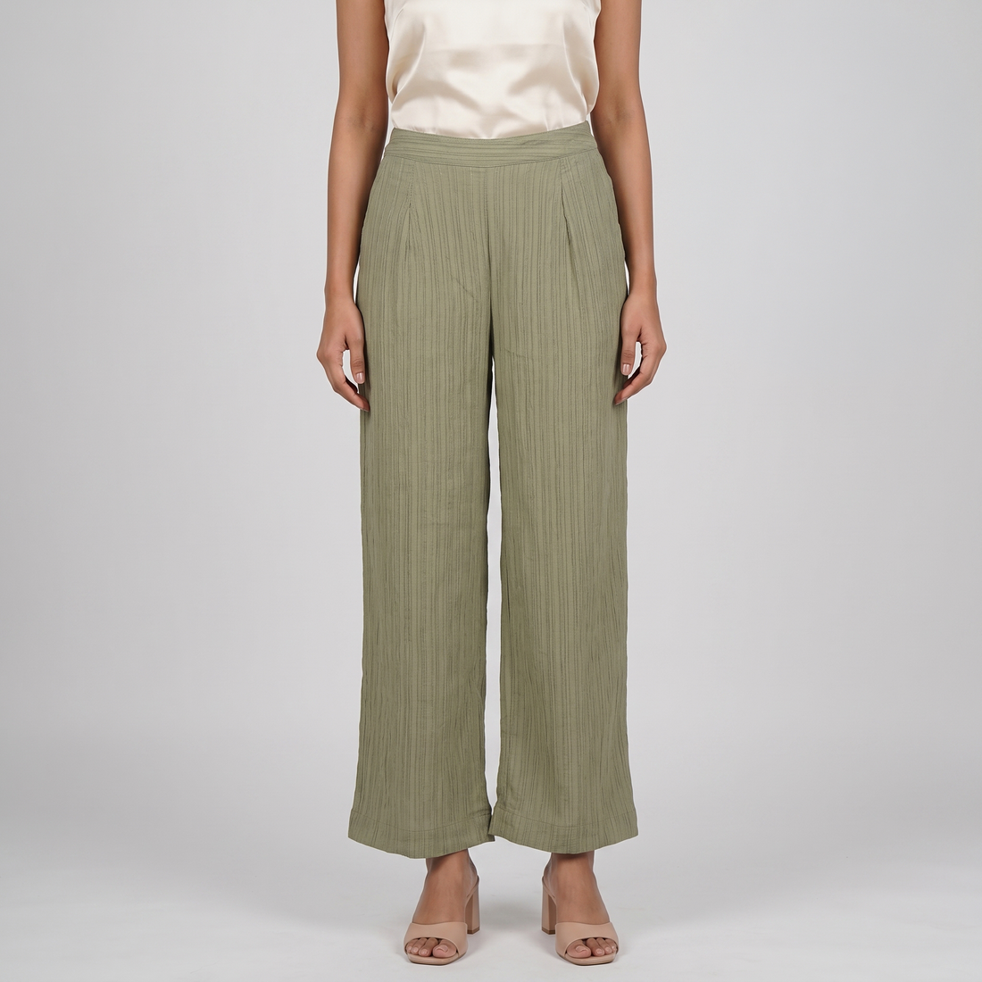 Structured High Rise Straight Pants