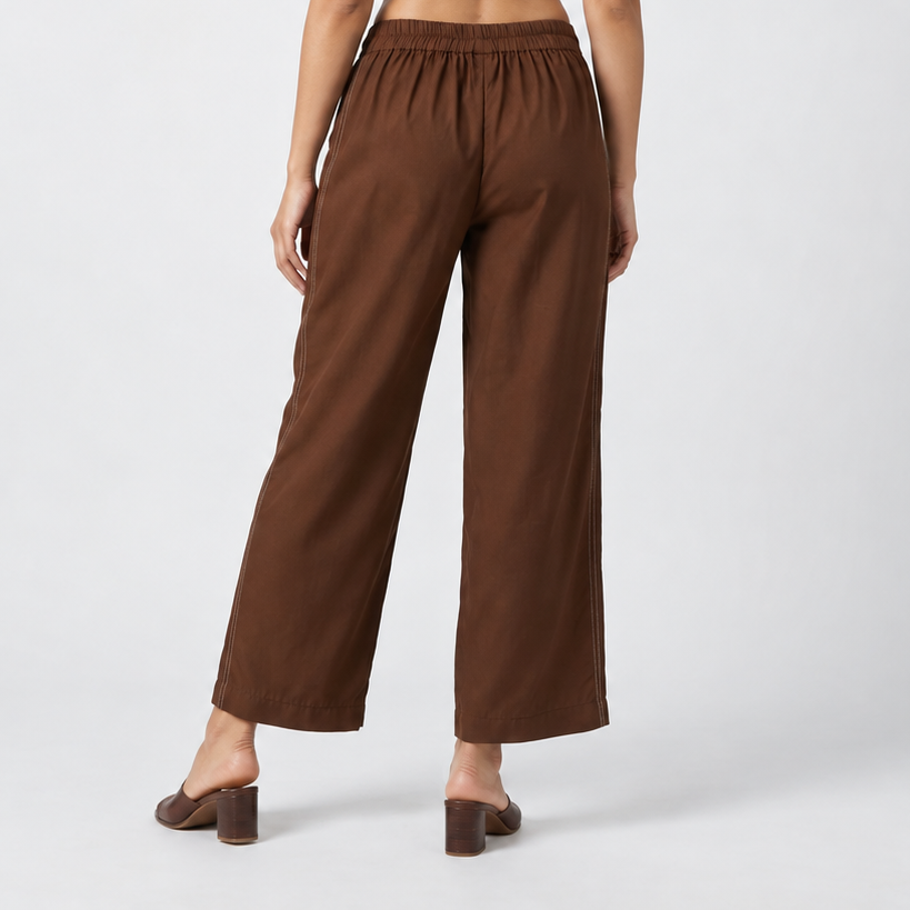 Solid Straight High Rise Pants