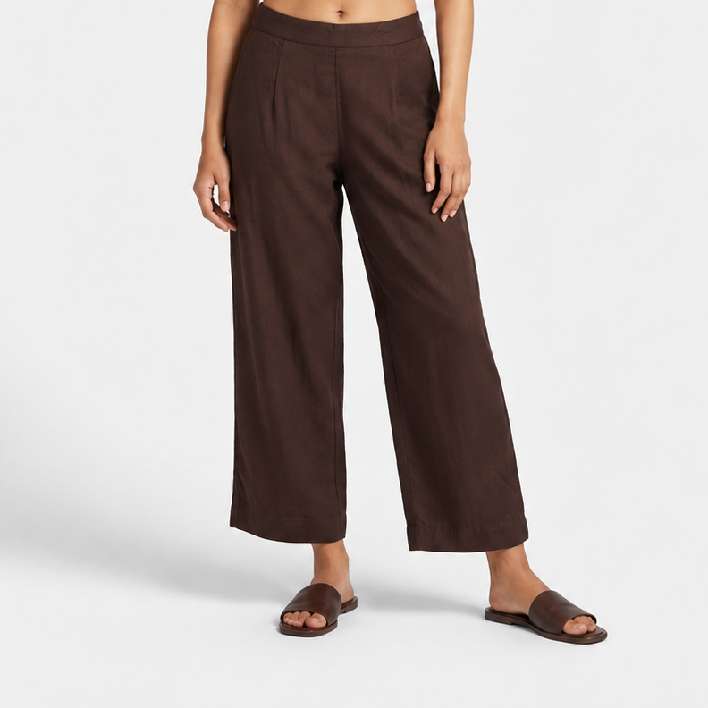 Solid Straight High Rise Pants