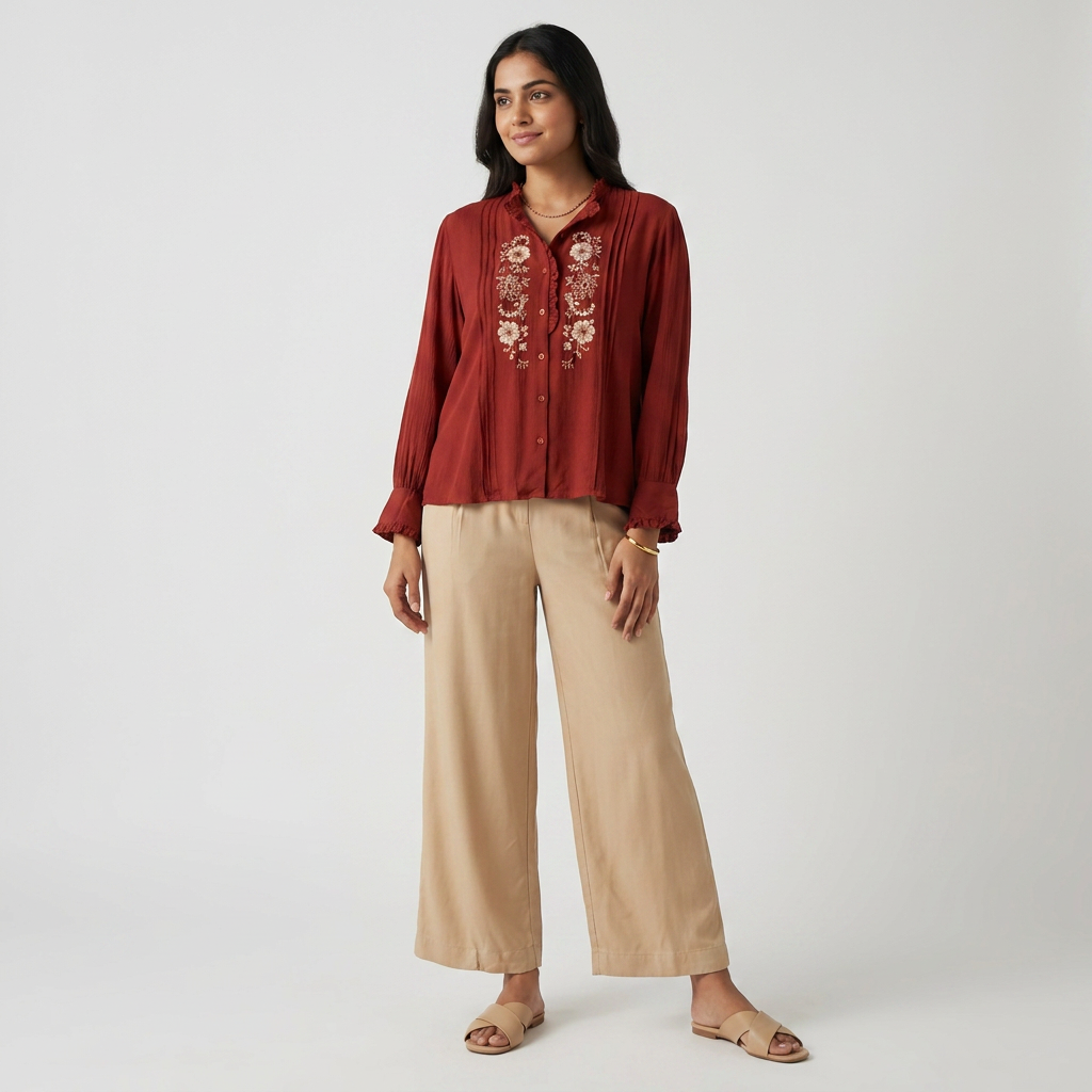 Solid Straight High Rise Pants