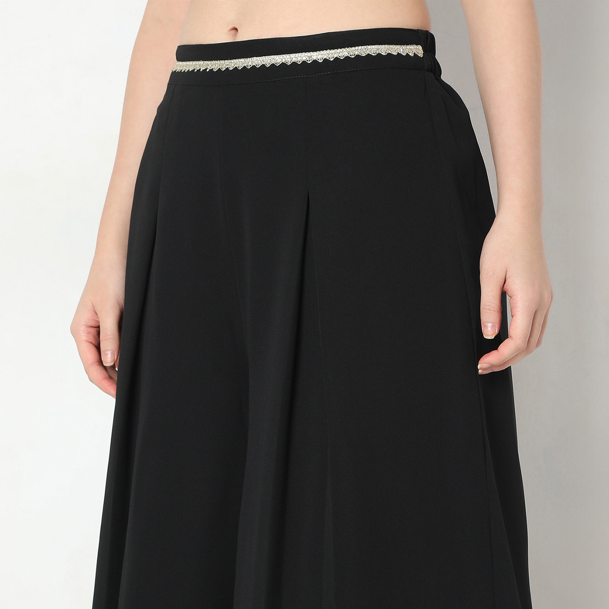 Regular Fit Embroidered Top with Palazzo & with Shrug Set