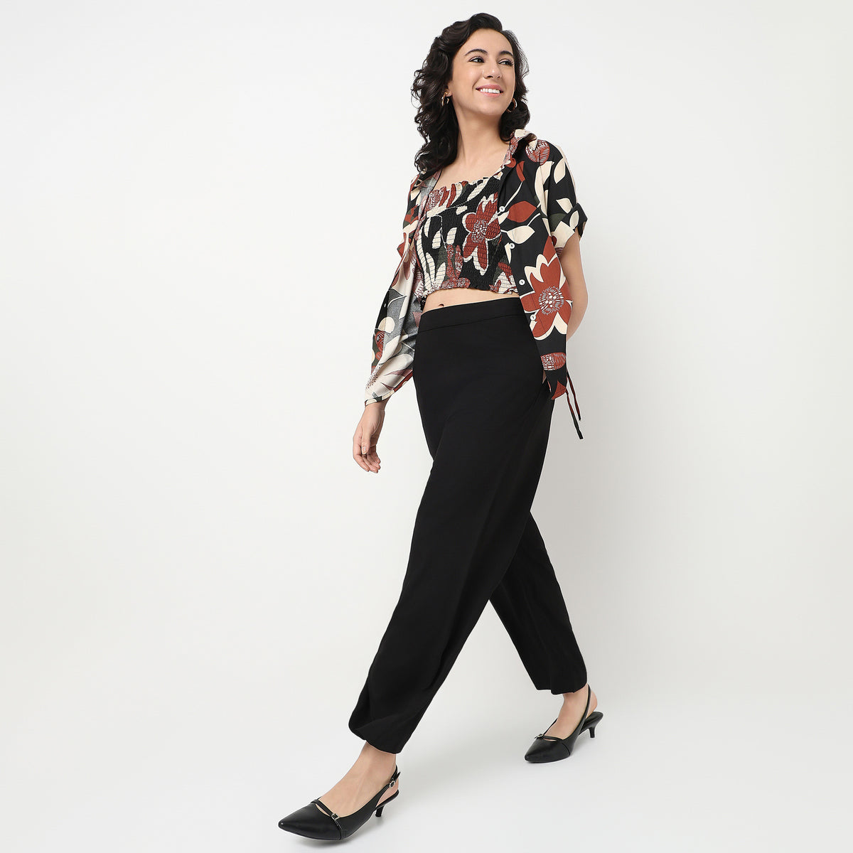 Order Now Women Print Shirt Collar Straight Boxy Fit High Rise Ethnic Wear Fusion Set by Style Union