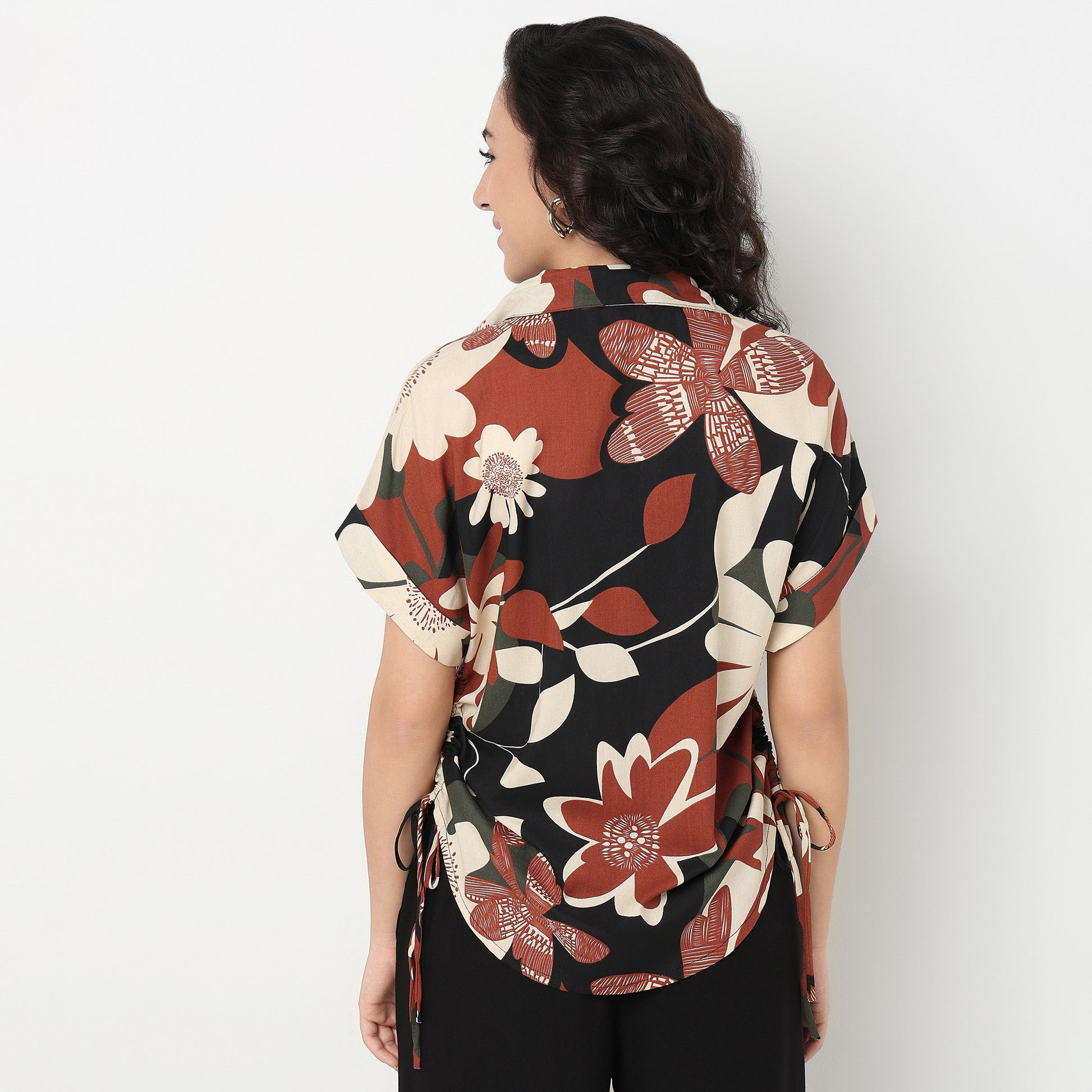 Order Now Women Print Shirt Collar Straight Boxy Fit High Rise Ethnic Wear Fusion Set by Style Union