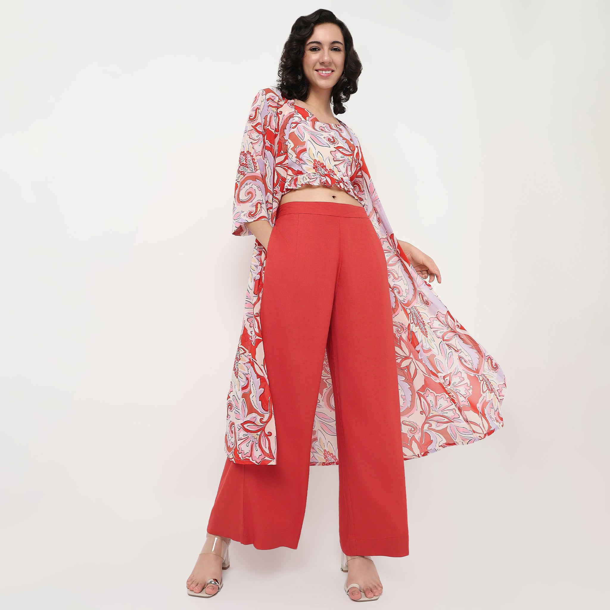 Order Now Women Print Square Neck Straight Relaxed Fit High Rise Ethnic Wear Fusion Set by Style Union