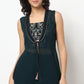 Buy Women Flare Fit Embroidered Sleeveless Crop Top with Palazzo with Shrug Set  - Style Union