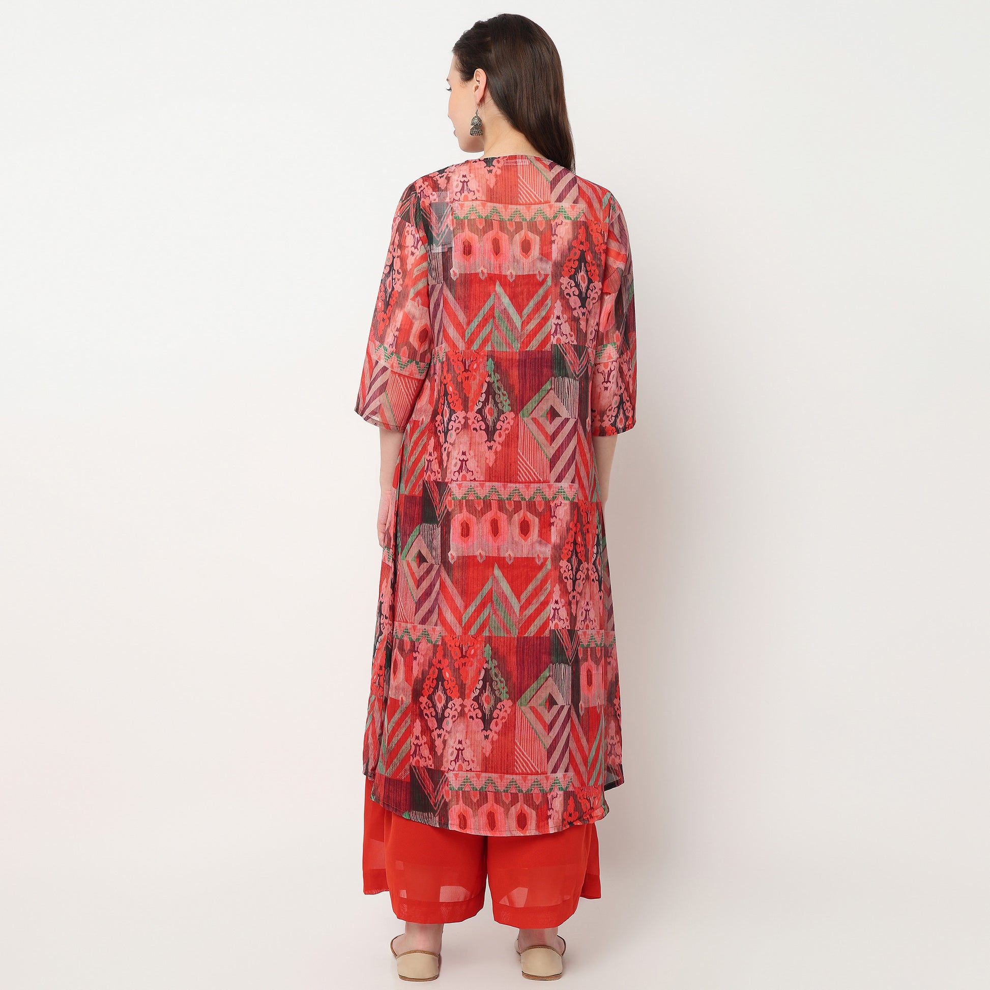 Printed Crop Top with Palazzo with Shrug Set