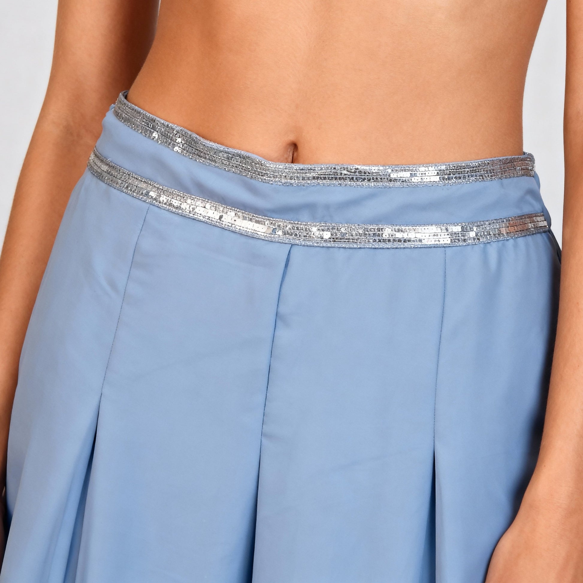 Flare High Rise Embellished Top with Palazzo with Shrug Set