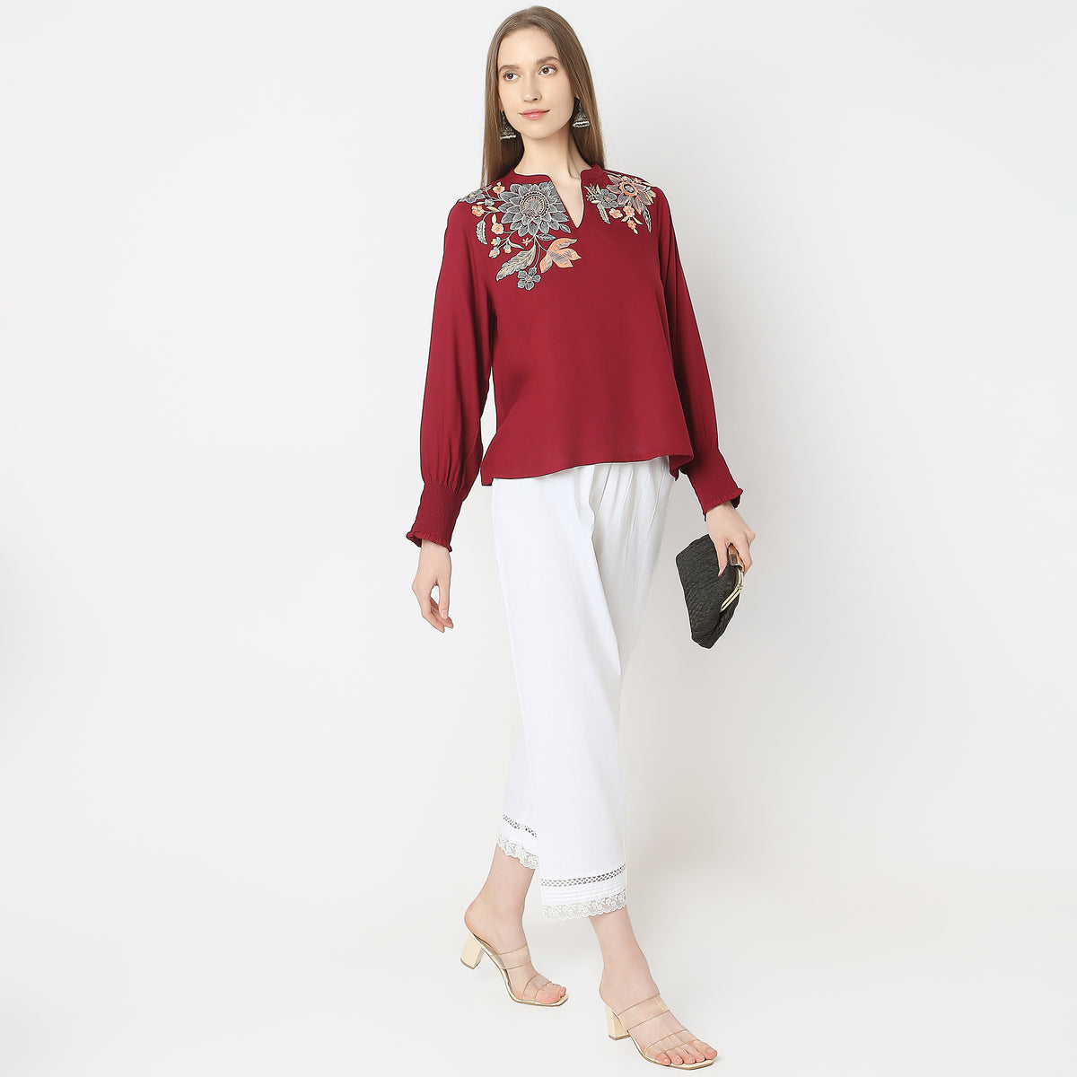 Regular Fit Embroidered Top